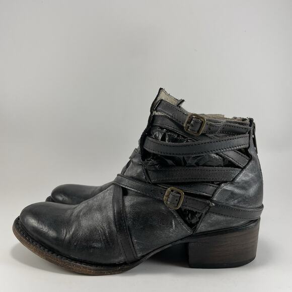 Freebird By Steven Stair Distressed Leather Womens Ankle Boots Size 6 Black - Picture 3 of 11